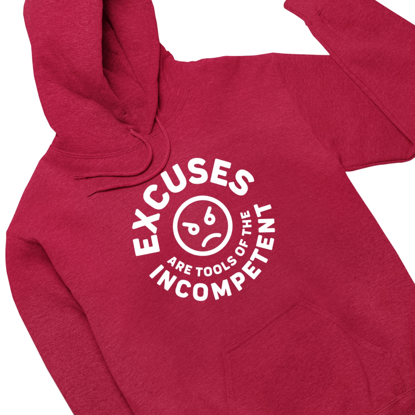 Excuses Hoodie | White on Red